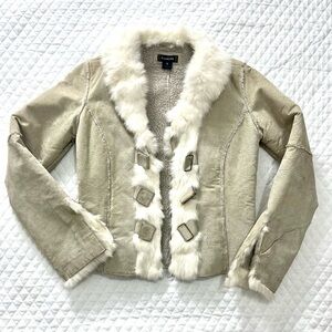BEBE Genuine Suede Jackets With a Rabbit Fur Trim• Size S•Excellent Condition